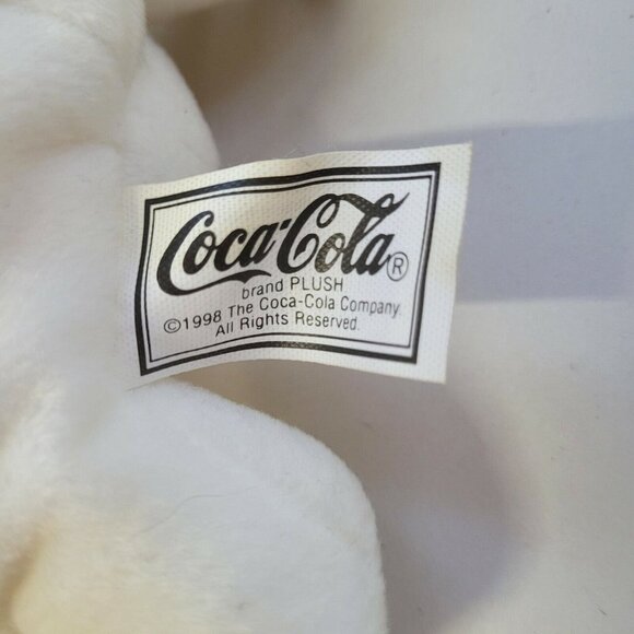 3 pc Vintage Coca Cola Papa Polar Bear Plush 6" 1998 w/ 2 Cubs Coke Bottles - Picture 7 of 12
